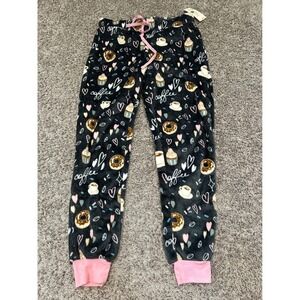 Secret Treasures Coffee‎ Donut Pajama Joggers  Fleece Pink Grey Small 4-6 NWT